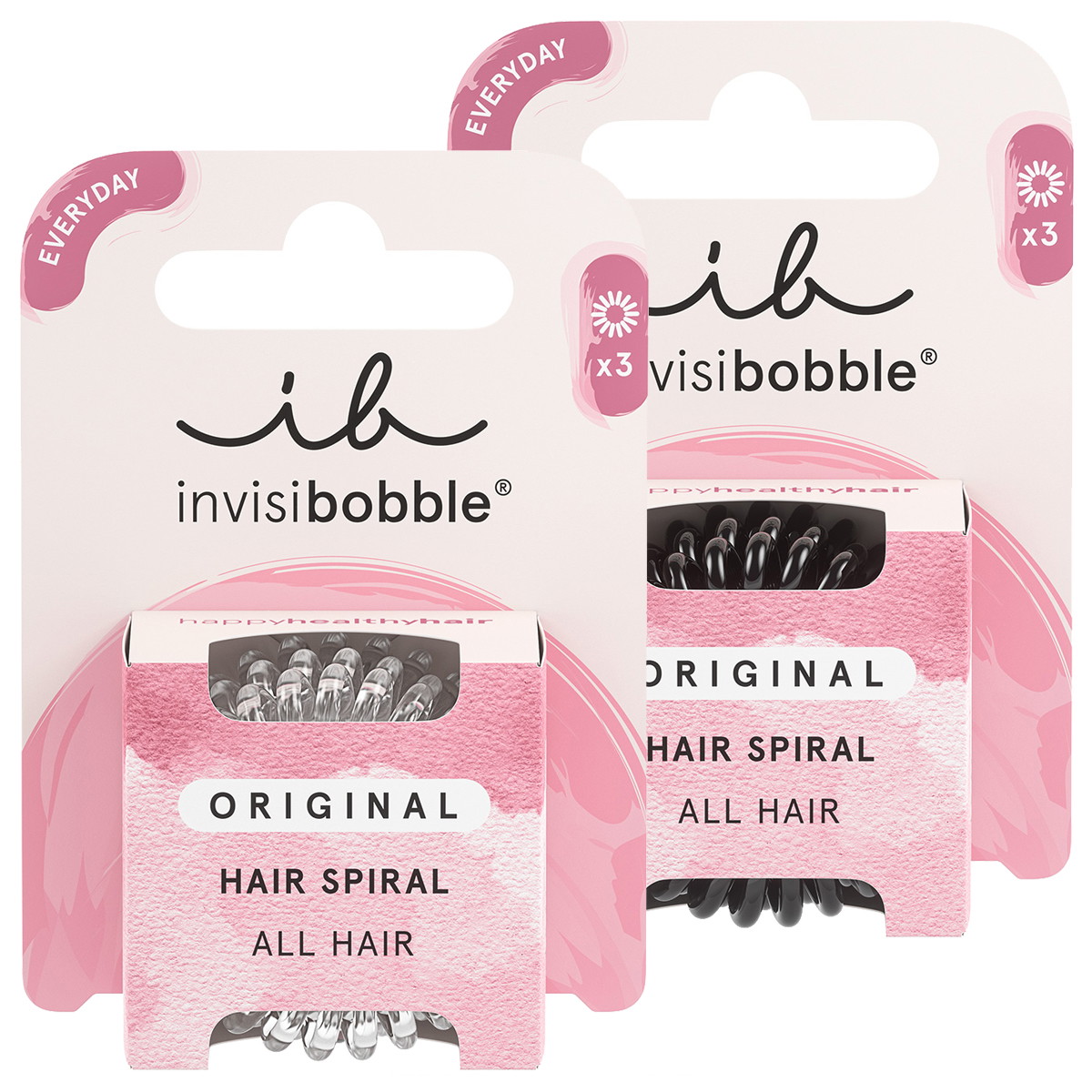 Lot d'élastiques à cheveux (1 x noir + 1 x transparent)