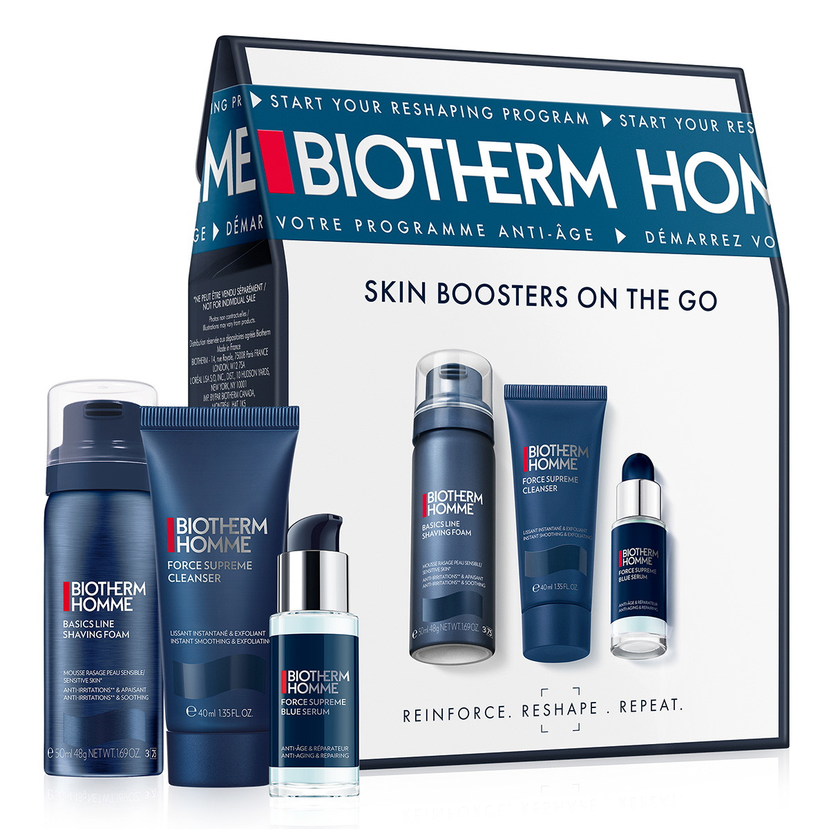 Homme Force Supreme Blue Serum Recruit Set (Shaving Foam 50ml + Cleanser 40ml + Serum 18ml)