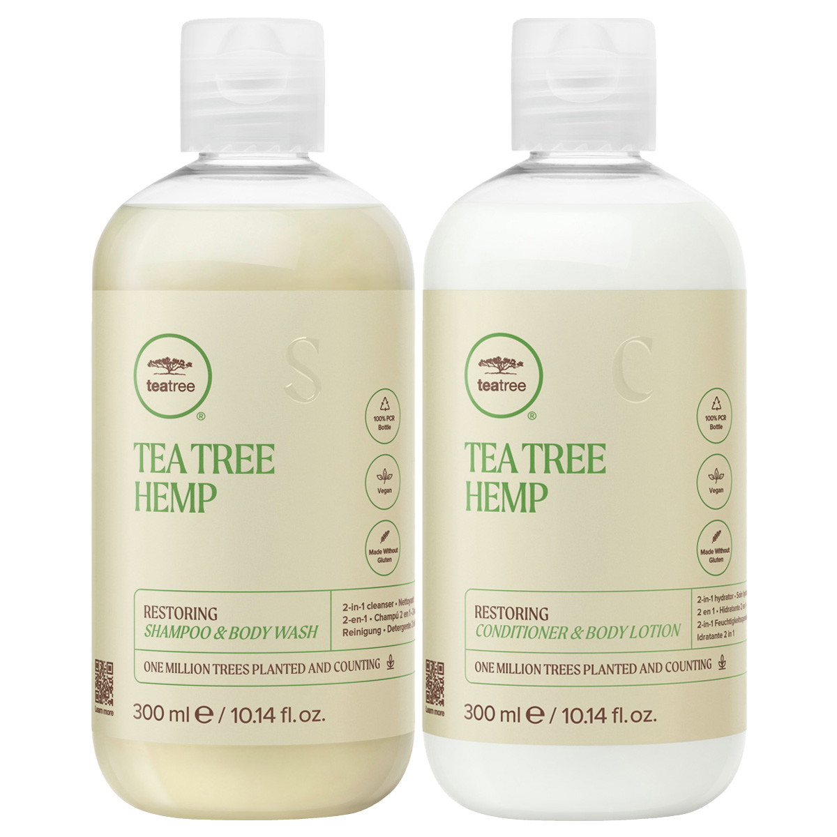 Tea Tree Hemp Hair & Body Set (Body Wash 300ml + Body Lotion 300ml)