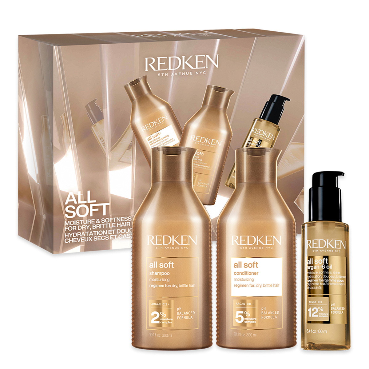 all soft Kerstset (shampoo 300 ml + conditioner 300 ml + olie 100 ml)
