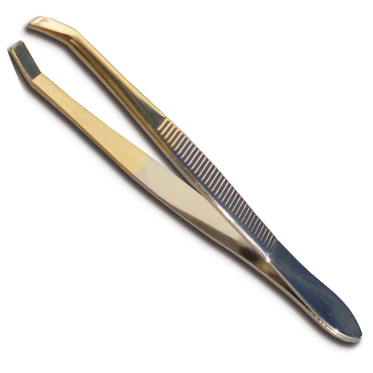 Pinza de depilar recta punta dorada, 8 cm