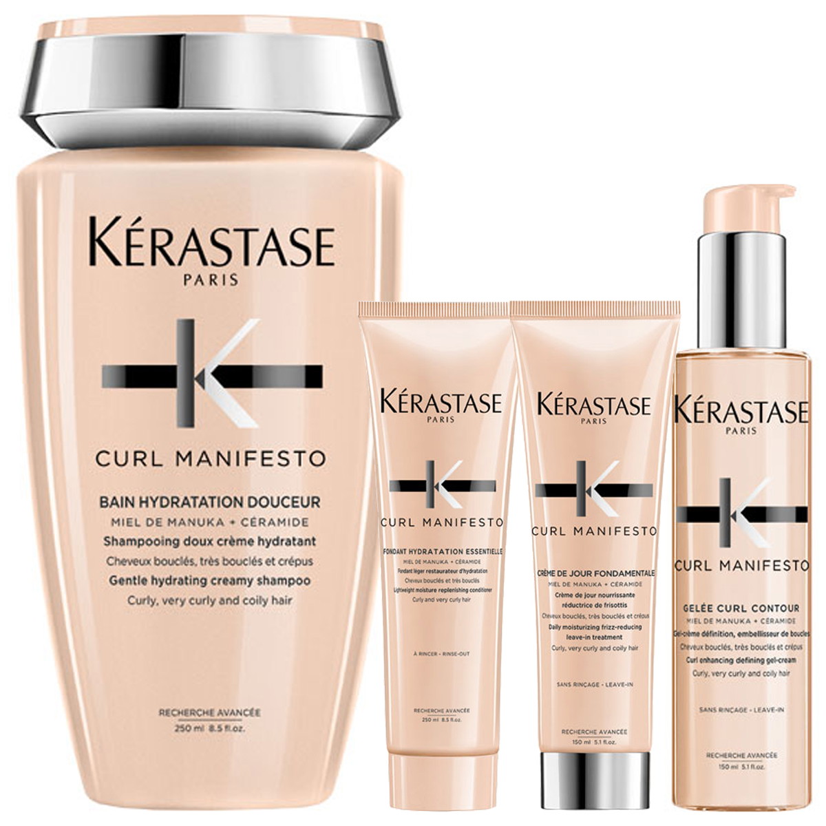 Curl Manifesto Pflegeset (Shampoo 250ml + Conditioner 250ml + Leave-in 150ml + Gel-Creme 150ml)