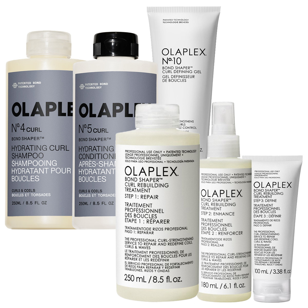 Curl Routine Set (No.4CURL 250ml + No.5CURL 250ml + No.10 200ml + Treatment Set 250ml+180ml+100ml)