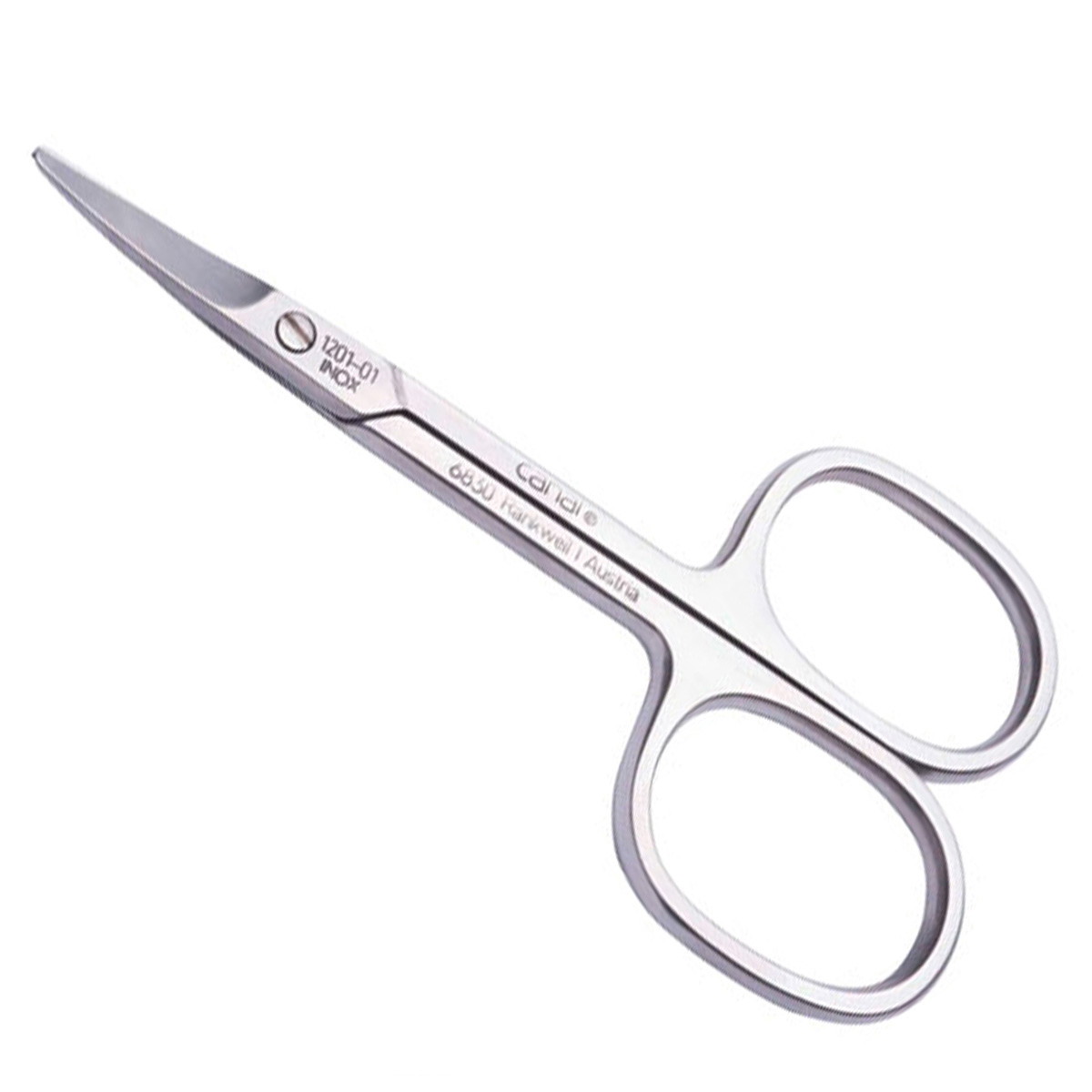 Baby scissors curved stainless, 9 cm incl. bear case