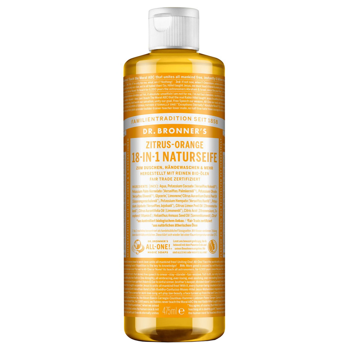 DR. BRONNER'S 18-IN-1 NATURSEIFE Zitrus-Orange 475 ml
