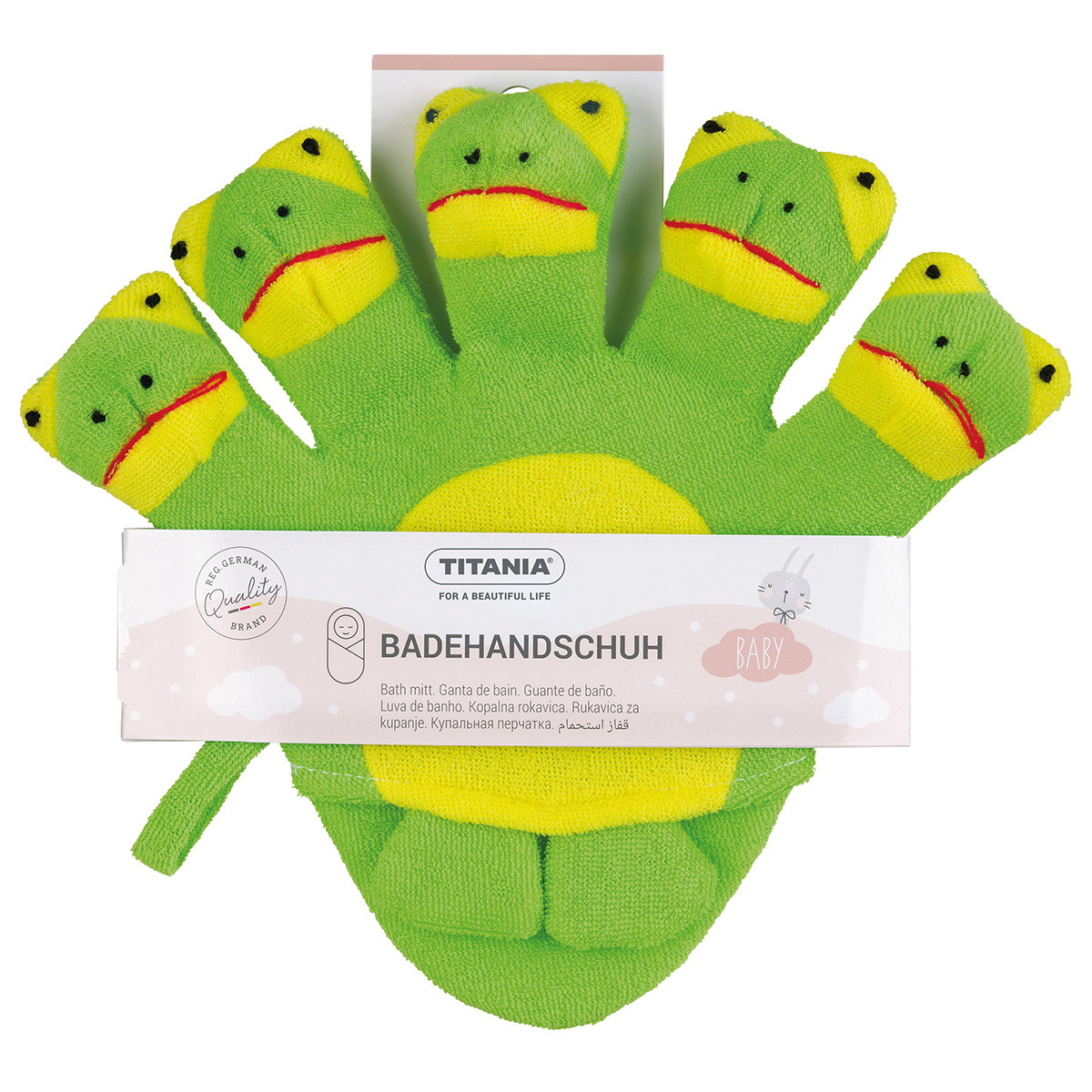 Children washing glove frog