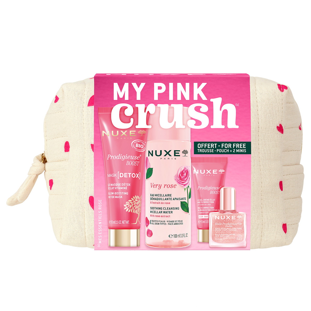 My Pink Crush Kit (Reinigungswasser 100ml + Gel-Creme 15ml + Maske 75ml + Öl 10ml)