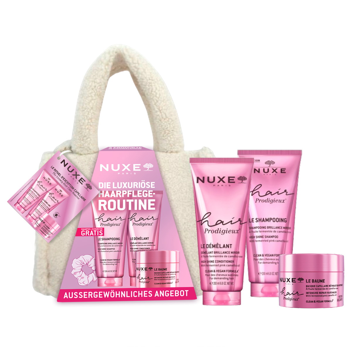 Hair Prodigieux Trattamento (shampoo 200 ml + balsamo 200 ml + trattamento 200 ml + elastico per capelli)