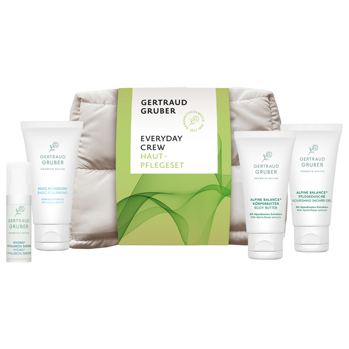 Everyday Crew Hautpflegeset (Reinigung 30ml + Serum 5ml + Showergel 30ml + Butter 30ml)