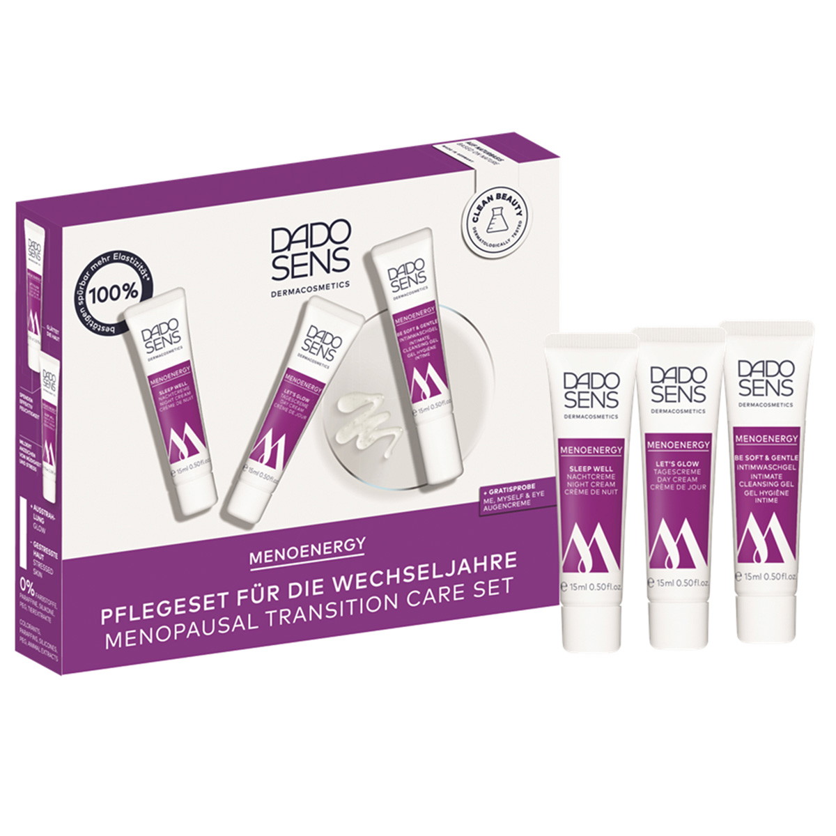 MENOENERGY Set de cuidado para la menopausia (crema de noche 15 ml + crema de día 15 ml + gel íntimo 15 ml)