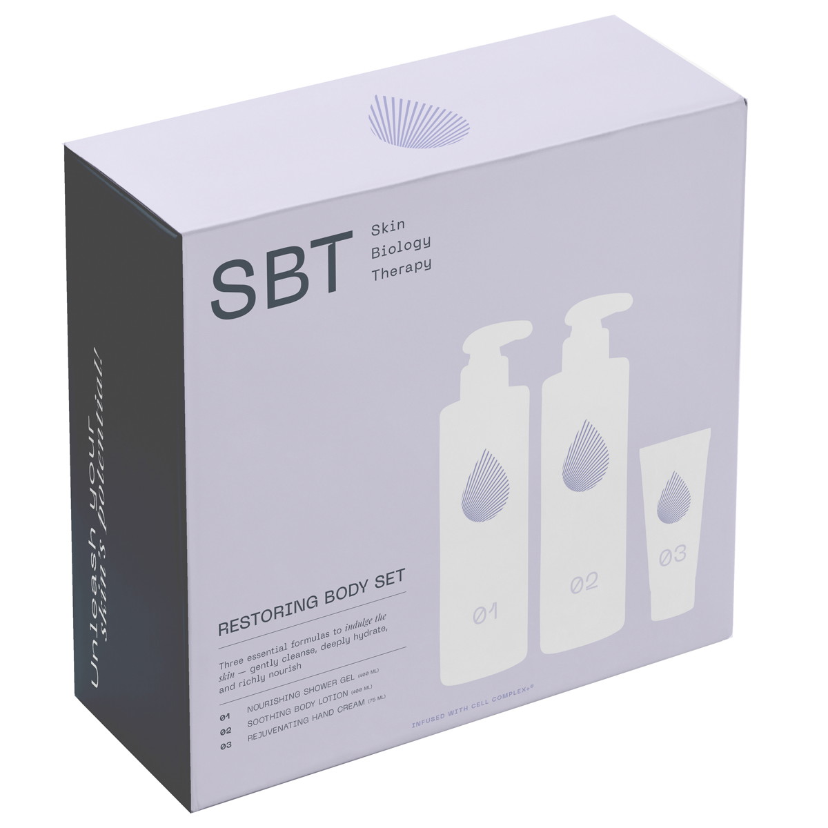 Set rigenerante per il corpo (gel doccia 400 ml + lozione per il corpo 400 ml + crema per le mani 75 ml)
