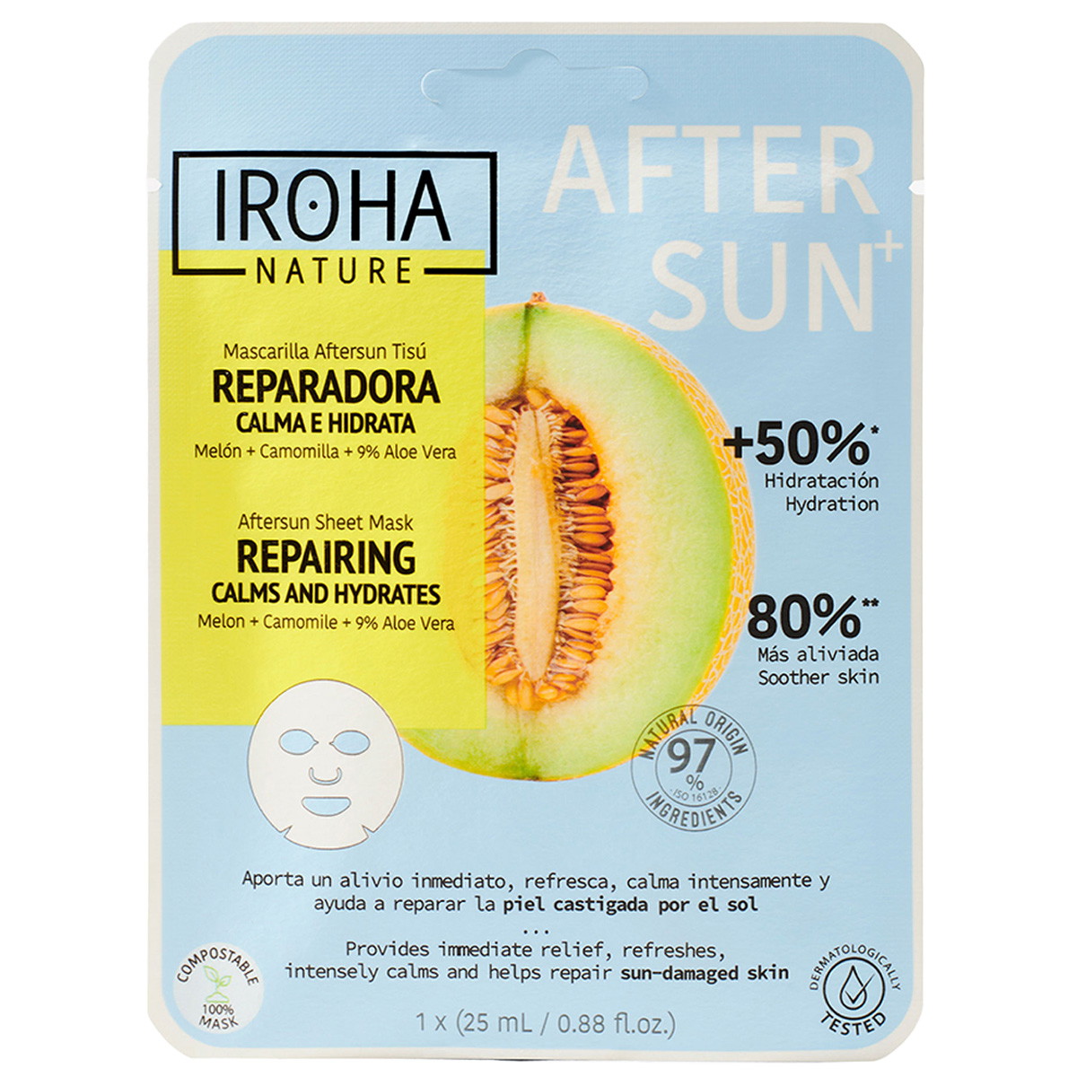 Aftersun-sheetmasker: herstellend, kalmerend en hydraterend (1 stuk)