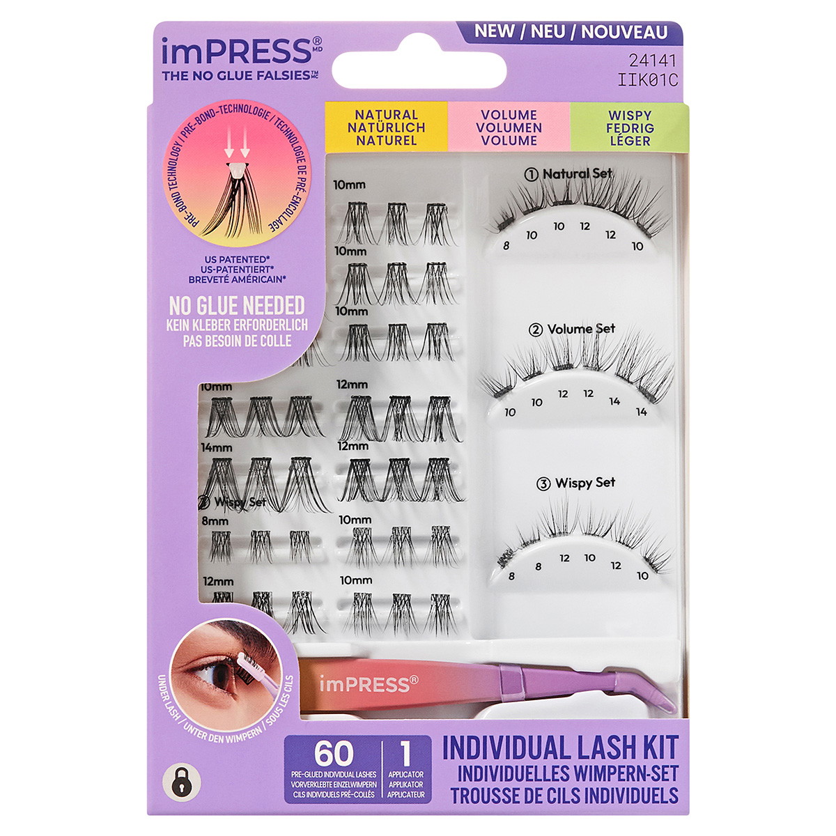 imPRESS Kit di ciglia singole preincollate 01 (60 pezzi)