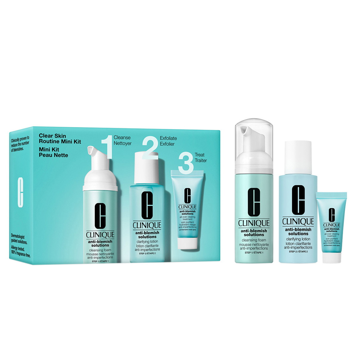 Clear Skin Routine Mini Kit (Cleansing Foam 50ml + Lotion 60ml + Treatment 15ml)