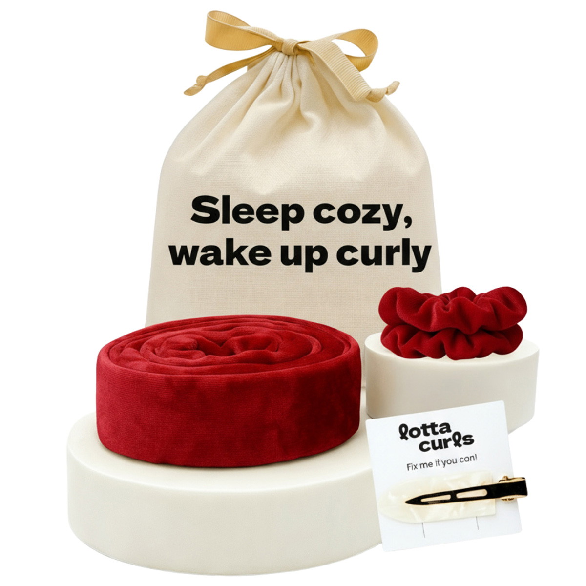 Lockenband Set Bordeaux Red