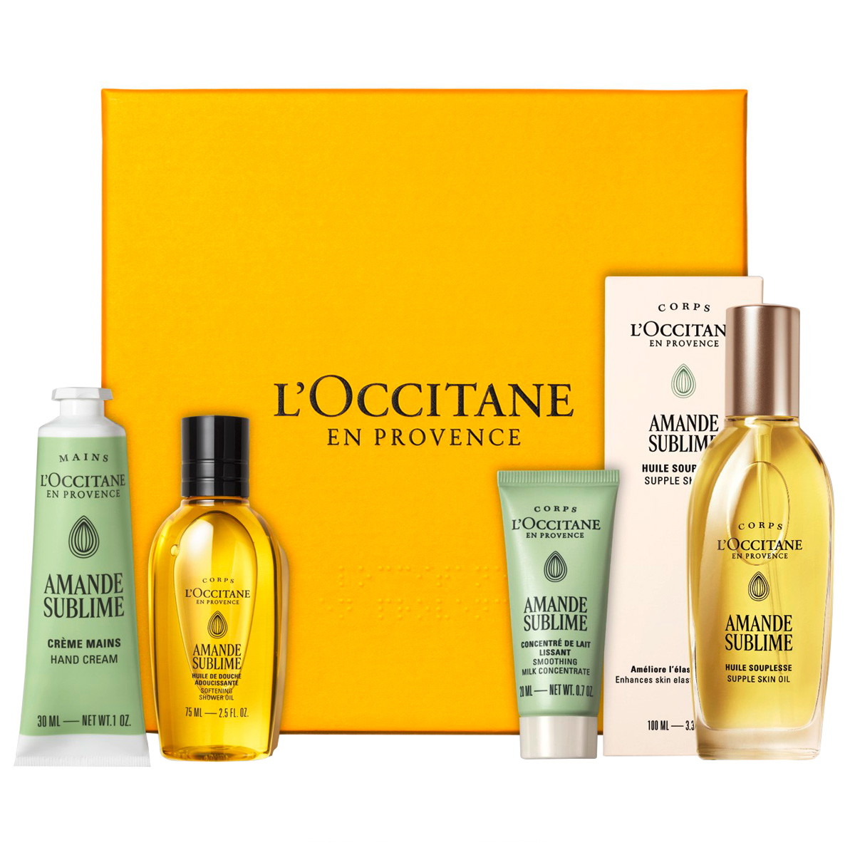 Amande Sublime Geschenkset (Öl 100ml + Duschöl 75ml + Handcreme 30ml + Konzentrat 20ml)