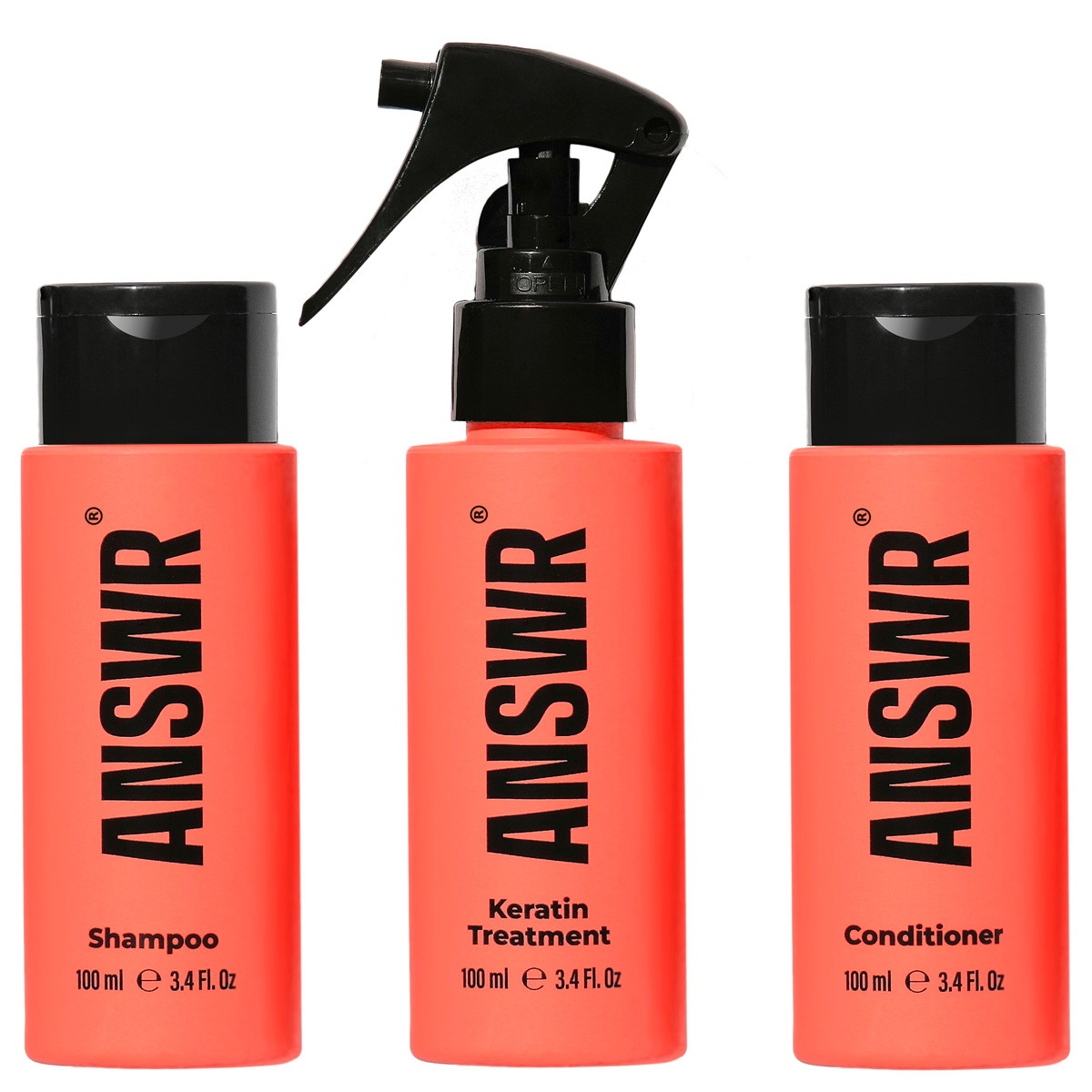 At-home Keratin Treatment Kit (Shampoo 100ml + Conditioner 100ml + Treatment 100ml)