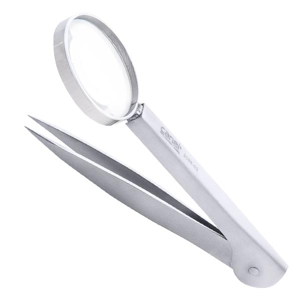 Splinterpincet met 4-voudige loep, roestvrij, 12 cm
