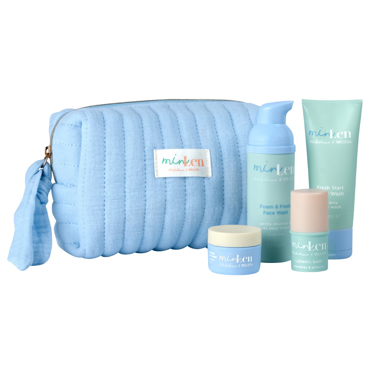 Madeleine x Weleda Hydramazing Heroes Set (Face Wash 50ml + Cream 10ml + Body Wash 30ml + Balm 3,5g + Kosmetiktäschchen)