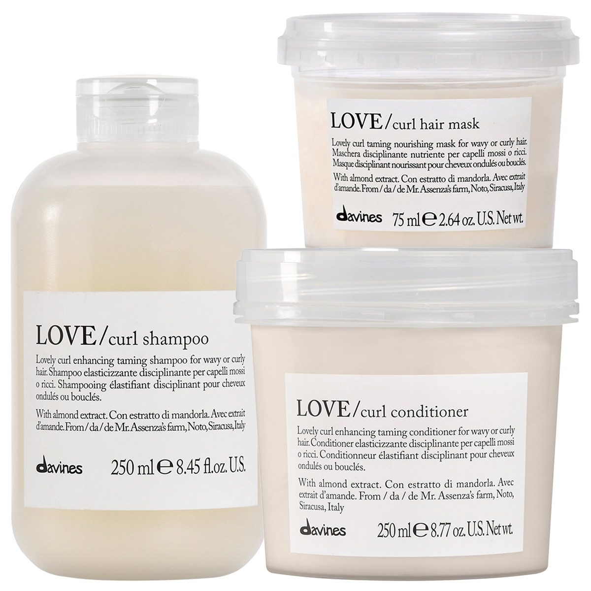 Essential Haircare Love Curl Set (Shampoo 250ml + Conditioner 250ml + Mask 75ml)