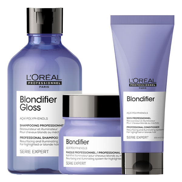 Serie Expert Blondifier Gloss Trio-set (shampoo 300 ml + conditioner 200 ml + masker 250 ml)