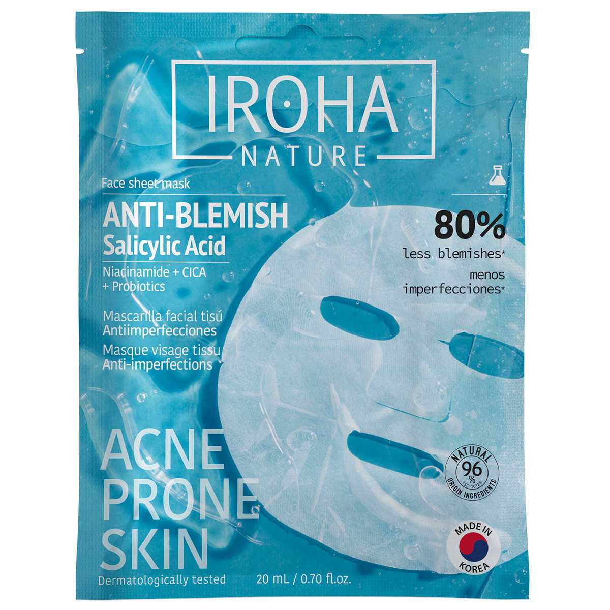 Anti-acne gezichtsmasker met salicylzuur (1 stuk)