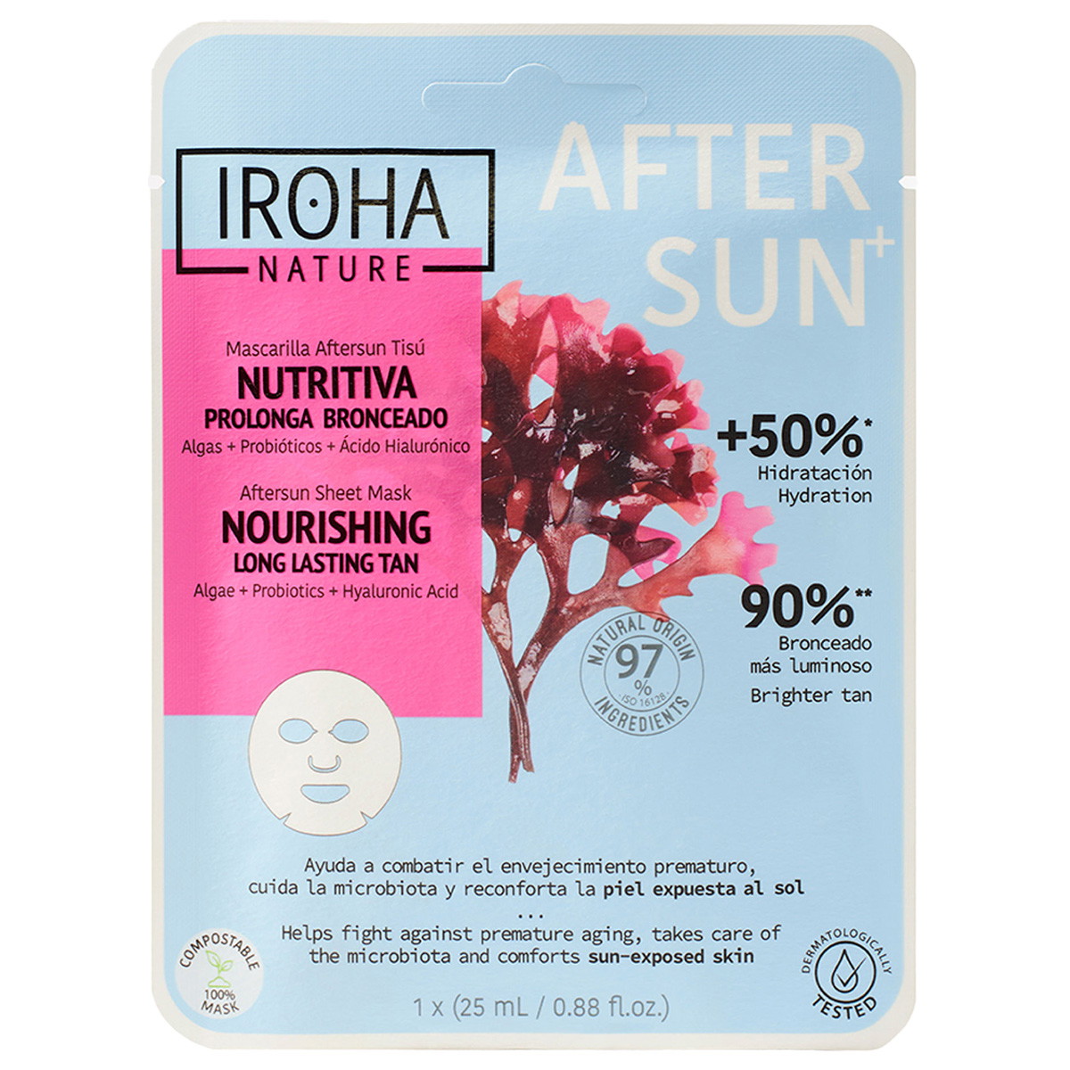 Aftersun-sheetmasker, voedend, voor een langdurige bruine teint (1 stuk)