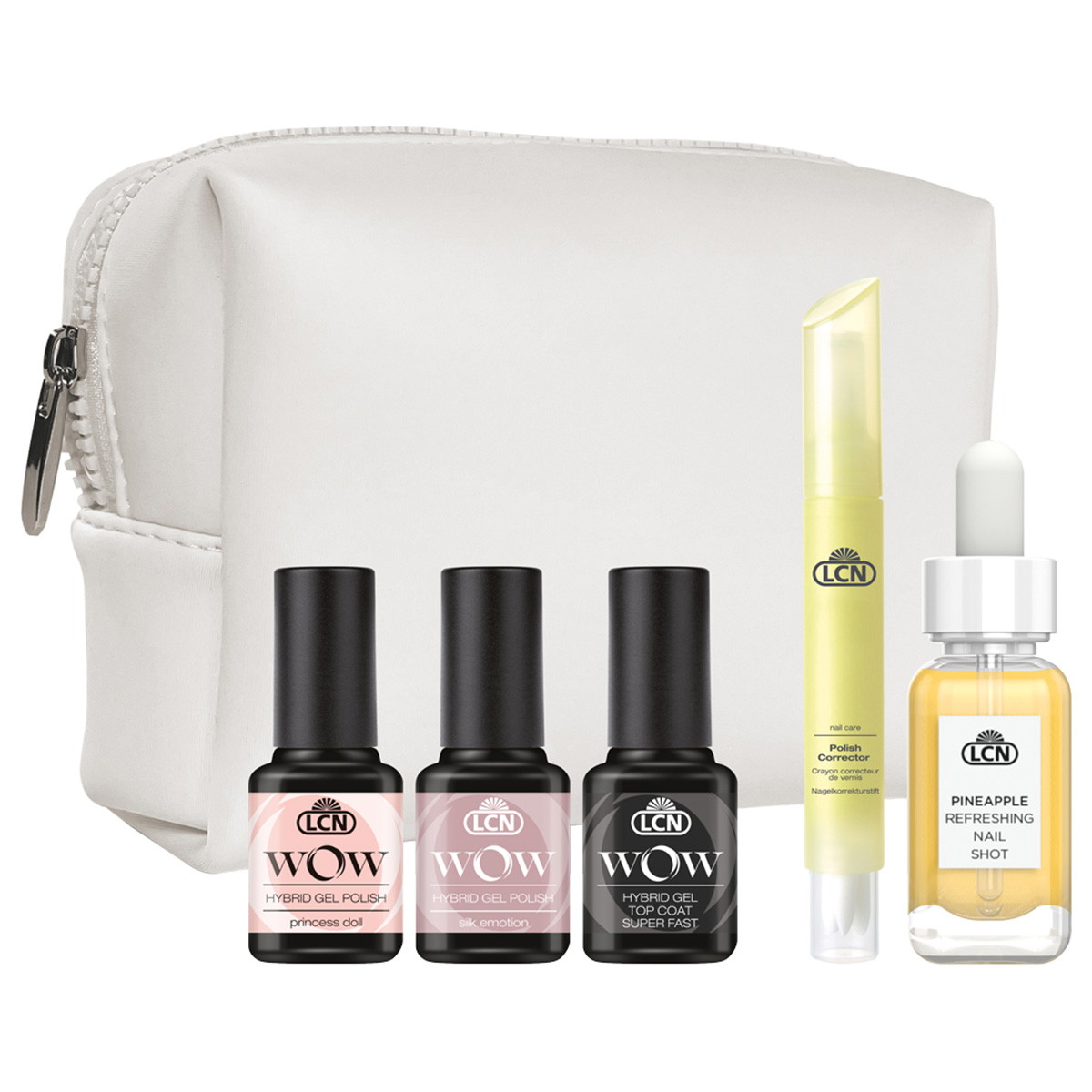 WOW Startset Hybrid Gel Polish (Gel Polish 2 x 8ml + Top Coat 8ml + Polish Corrector + Nail Shot 11ml + Trendtasche)