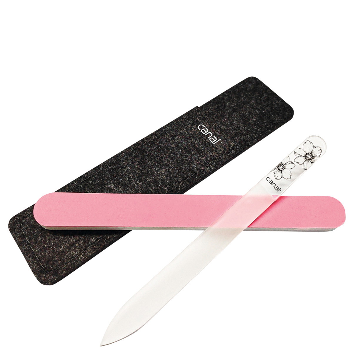 Nail care set with glass file and polishing file