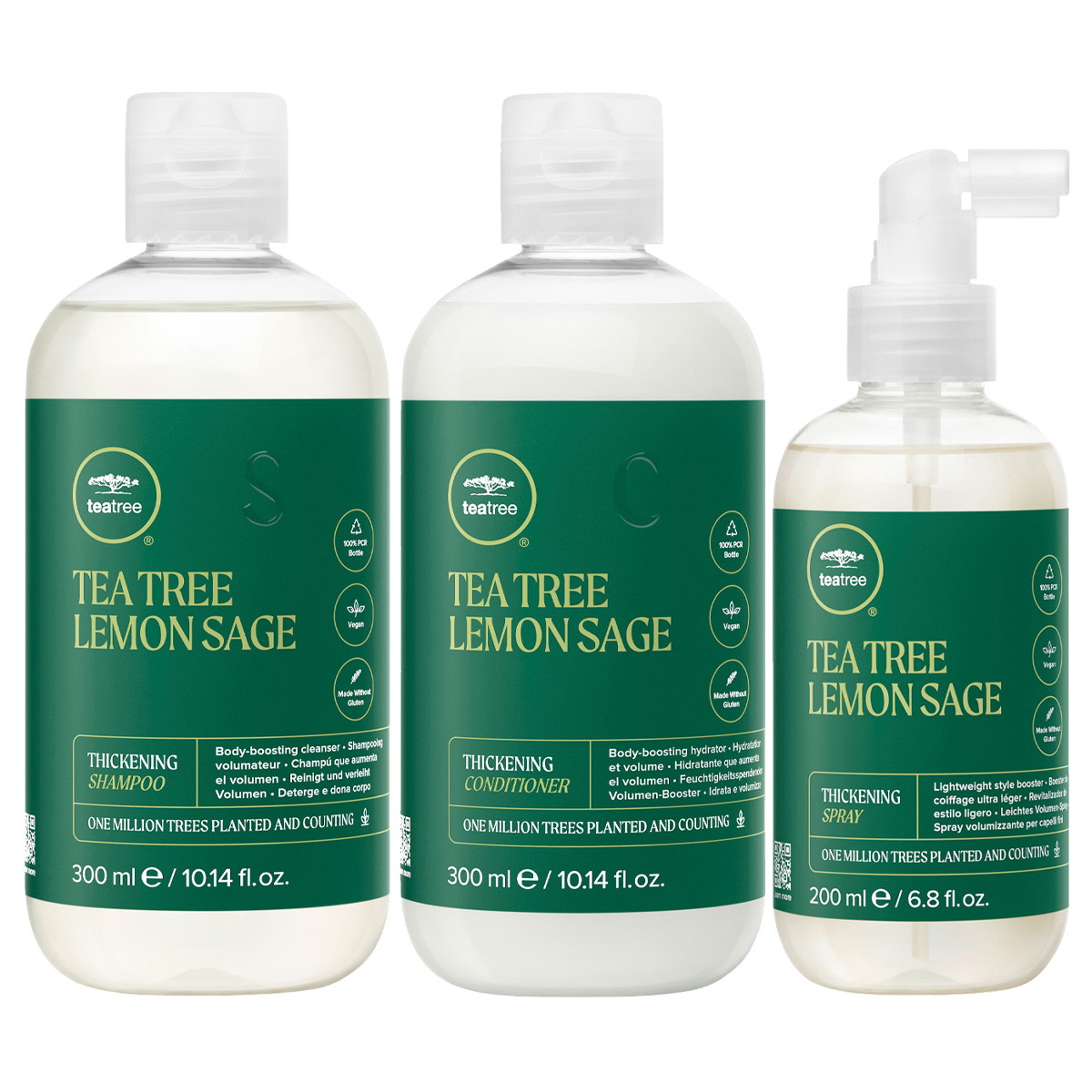 Tea Tree Lemon Sage Thickening Set (Shampoo 300ml + Conditioner 300ml + Spray 200ml)