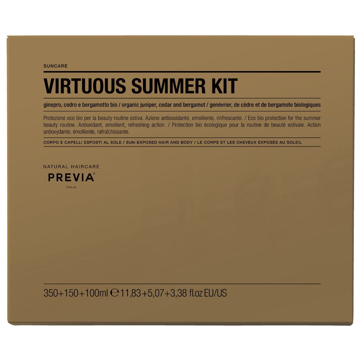 Virtuous Sun Kit d'été (shampoing 350 ml + après-shampoing 150 ml + huile 100 ml + sac de plage)