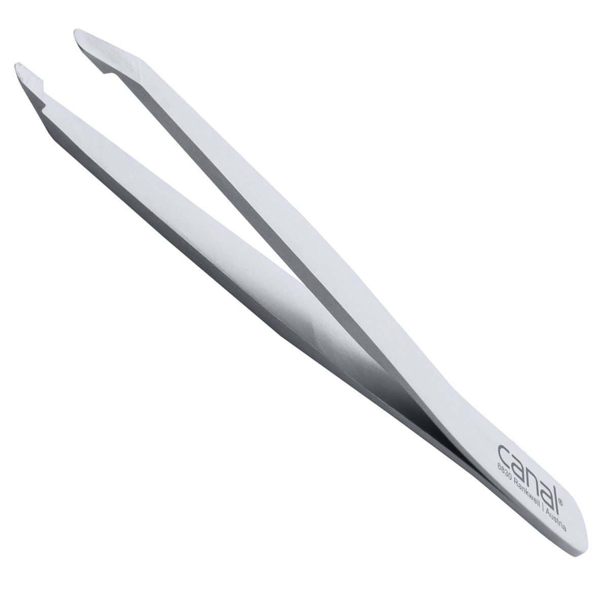 Hair tweezers, round tip, satin, stainless steel, 9 cm