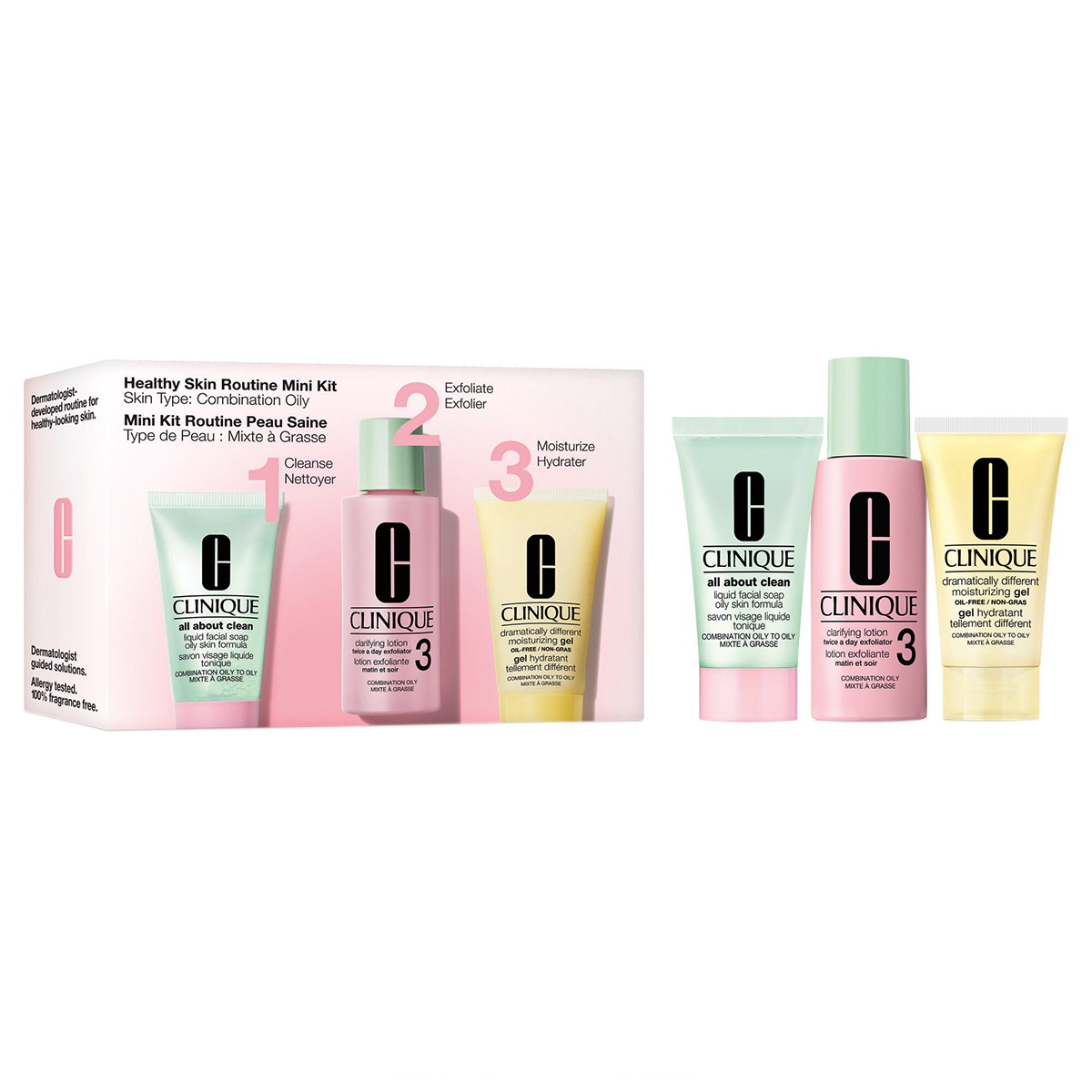 Healthy Skin Routine Mini Kit Skin Tpye: Combination Oily (Gesichtsseife 30ml + Peeling 60ml + Gel 30ml)